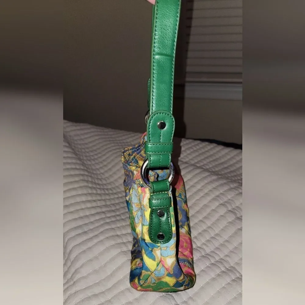 Nine West Boho Cloth Purse Leather Strap Handbag